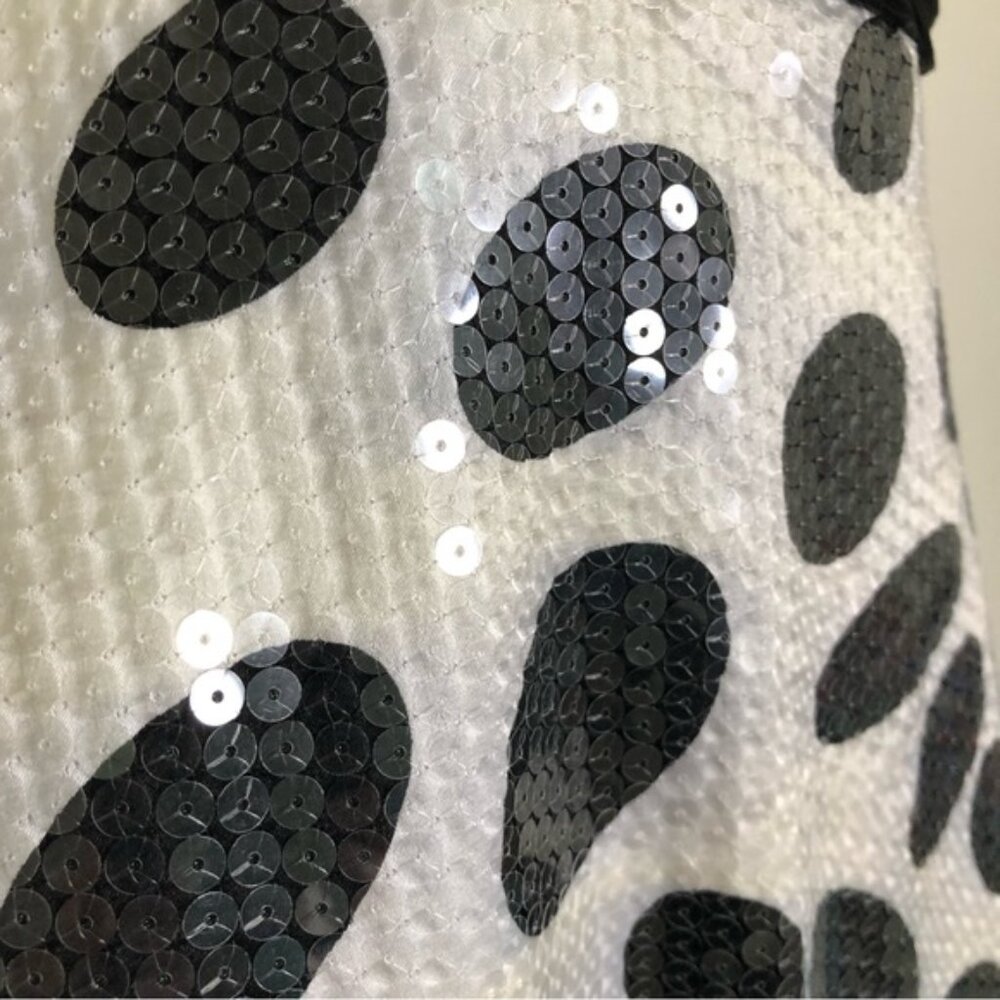 La Femme Polka Dot Sequined A-Line Short Dress - Black & White - Size 0 NWT - Picture 4 of 9